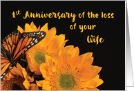 First Anniversary of Loss of Wife Butterfly on Sunflowers card