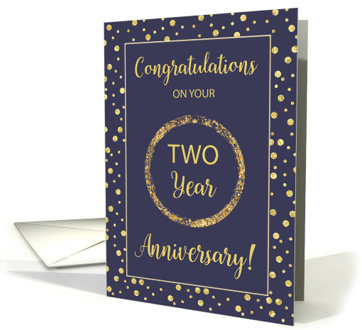 Two Year Business Anniversary Navy and Gold Look Dots card (1533850)