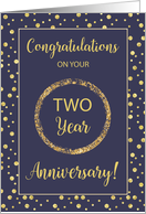 Two Year Business Anniversary Navy and Gold Look Dots card