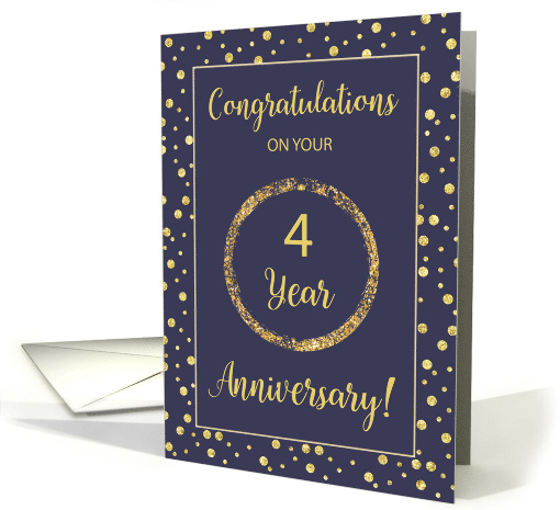 Four Year Business Anniversary Navy and Gold Look Dots card (1533854)