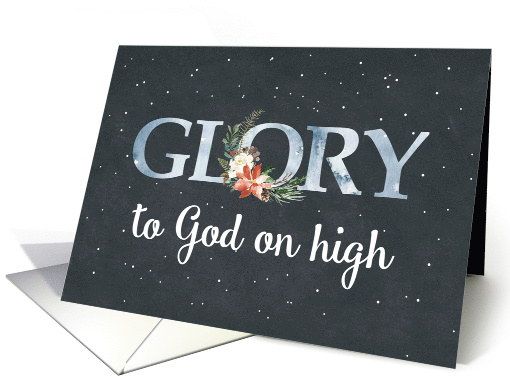 Glory to God on High Christmas Poinsettia on Black card (1534450)