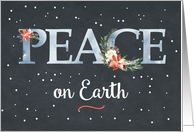 Peace on Earth Christmas Poinsettia on Black card