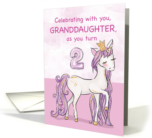 Granddaughter 2nd Birthday Pink Horse With Crown card (1534910)