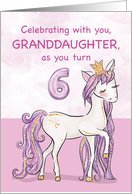 Granddaughter 6th Birthday Pink Horse With Crown card