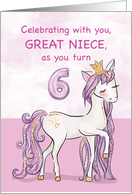 Great Niece 6th Birthday Pink Horse With Crown card