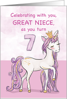 Great Niece 7th Birthday Pink Horse With Crown card