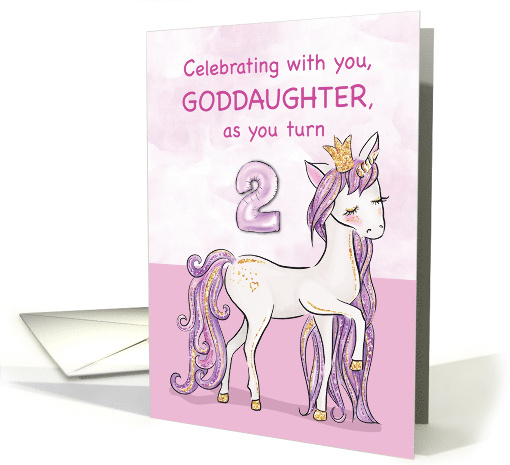 Goddaughter 2nd Birthday Pink Horse With Crown card (1535260)