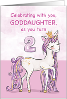 Goddaughter 2nd Birthday Pink Horse With Crown card