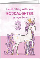 Goddaughter 3rd Birthday Pink Horse With Crown card