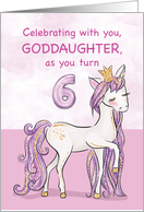 Goddaughter 6th Birthday Pink Horse With Crown card