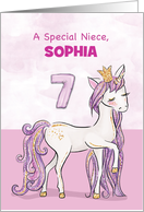 Custom Nane Niece 7th Birthday Pink Horse With Crown card