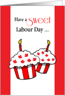 Canadian Labour Day Red Flag Maple Leaf Cupcakes card