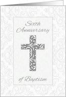 Sixth Anniversary Baptism Blessings Cross with Swirls card