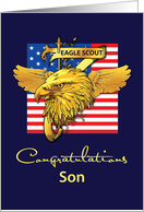 Son Eagle Scout Congratulations Gold Look Eagle Flag card