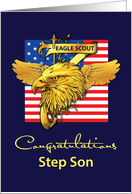 Step Son Eagle Scout Congratulations Gold Look Eagle Flag card