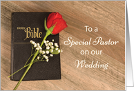 Thank You Catholic Pastor for Wedding Bible and Rose card