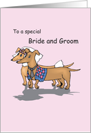 Wedding Wishes Dog Daschund Couple to Bride and Groom Congratulations card