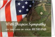Husband Army Military Soldier Distressed Sympathy Hat on Flag card