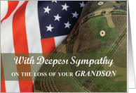 Grandson Army Military Soldier Sympathy Hat with Flag card