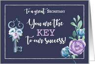 Secretary Admin Pro Day Key to Success Navy with Flowers card
