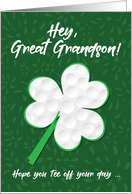 Great Grandson Golf Sports St Patricks Day Shamrock Preteen and Teen card