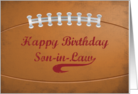 Son In Law Birthday Large Grunge Football for Sports Fan card