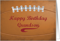 Grandson Birthday Large Grunge Football for Sports Fan card