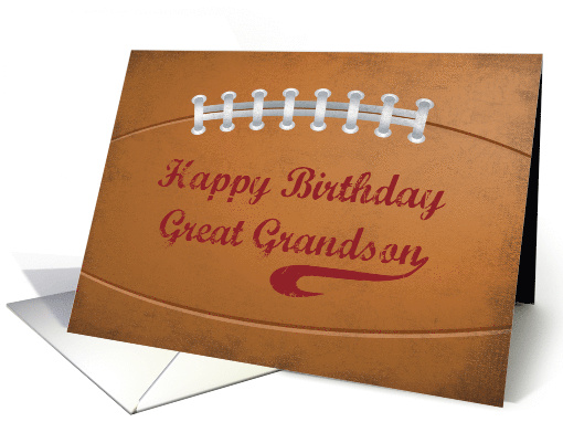 Great Grandson Birthday Large Grunge Football for Sports Fan card