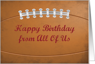 From All Of Us Birthday Large Grunge Football for Sports Fan card