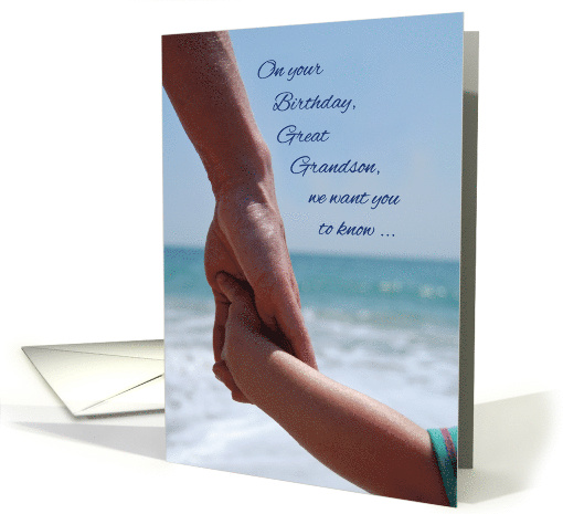 Great Grandson Child Birthday Holding Hands on Beach card (1563448)