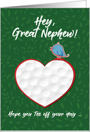 Great Nephew Golf Sports Heart Valentine Preteen and Teen card