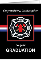 Granddaughter Fire Department Academy Graduation Black with Red White card