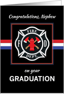 Nephew Fire Department Academy Graduation Black with Red White Blue card