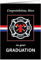 Niece Fire Department Academy Graduation Black with Red White Blue card