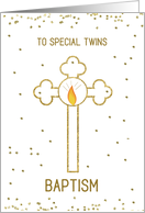 Twins Baptism Gold Cross card