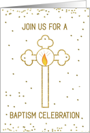 Invitation Baptism Celebration Gold Look Cross card