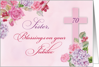 70th Anniversary of Religious Life Catholic Nun Cross Flowers card