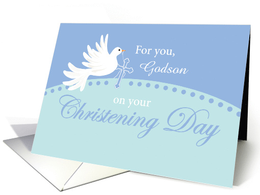 Custom Relation Godson Christening Dove on Blue card (1572768)