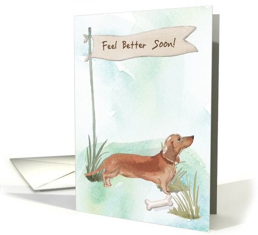 Tan Dachshund Feel Better After Surgery with Dog card (1574840)