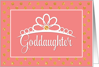 Goddaughter Birthday with Crown and Gold Look Dots on Peach card
