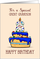 Great Grandson 8th Birthday 8 on Sweet Blue Cake card