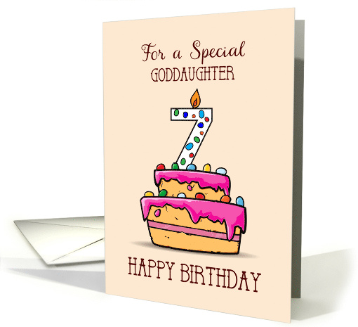 Goddaughter 7th Birthday 7 on Sweet Pink Cake card (1579466)