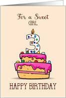 Girl 3rd Birthday 3 on Sweet Pink Cake card