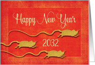 Chinese New Year 2032 Golden Looking Rat on Red card