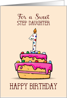 Step Daughter 1st Birthday 1 on Sweet Pink Cake card