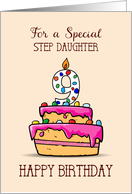 Step Daughter 9th Birthday 9 on Sweet Pink Cake card