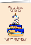 Foster Son 3rd Birthday 3 on Sweet Blue Cake card