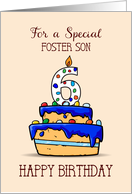 Foster Son 6th Birthday 6 on Sweet Blue Cake card