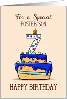 Foster Son 7th Birthday 7 on Sweet Blue Cake card
