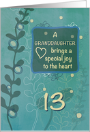 Granddaughter Religious 13th Birthday Green Hand Drawn Look card